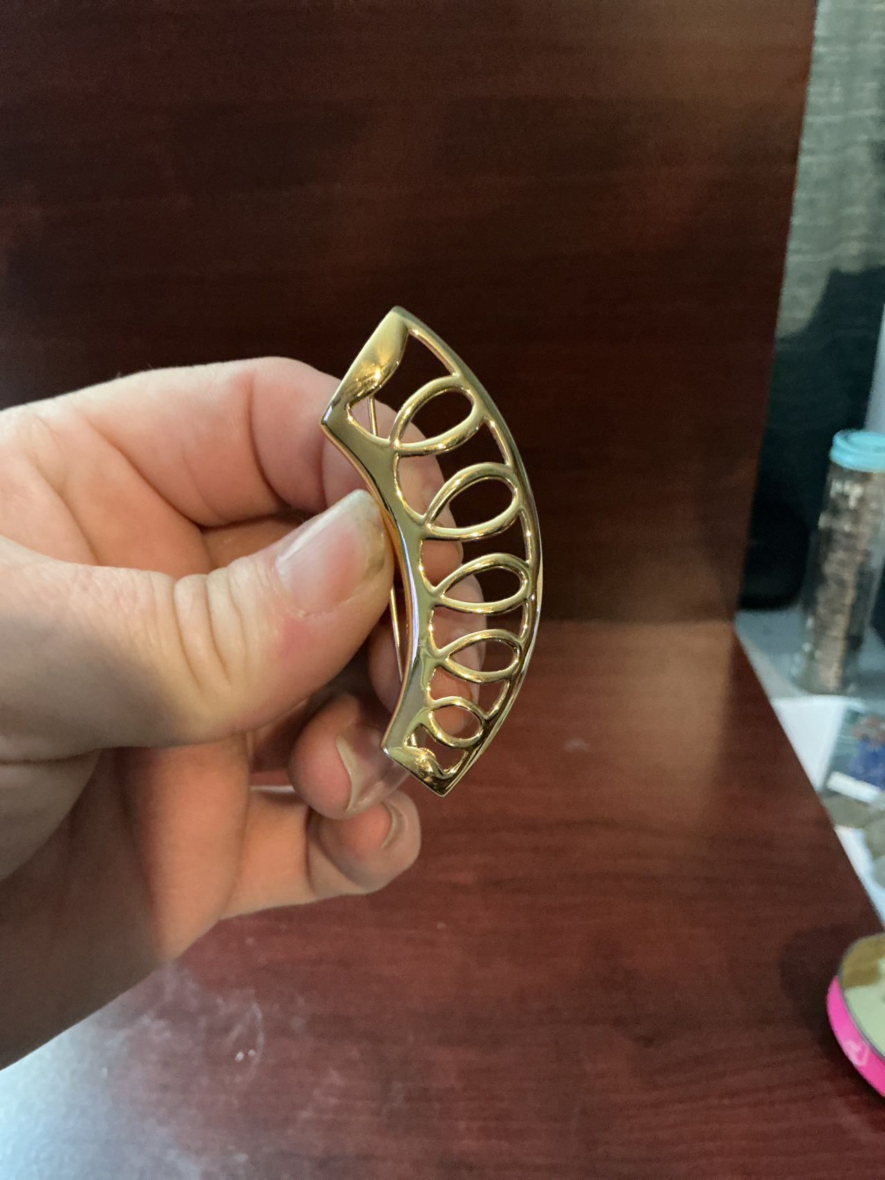 Vintage Gold Tone Abstract Openwork Brooch