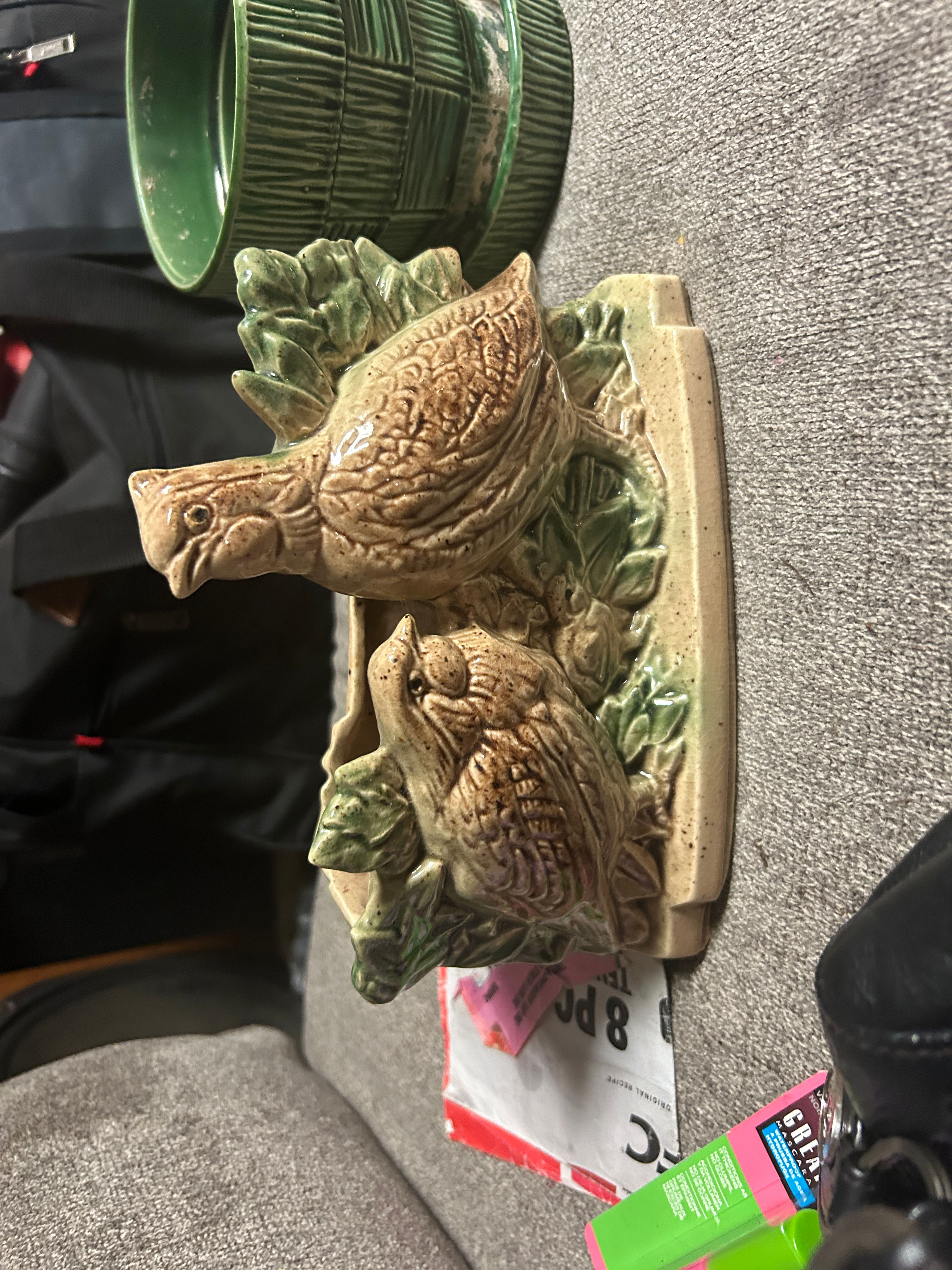 Vintage Quail Ceramic Wall Pocket