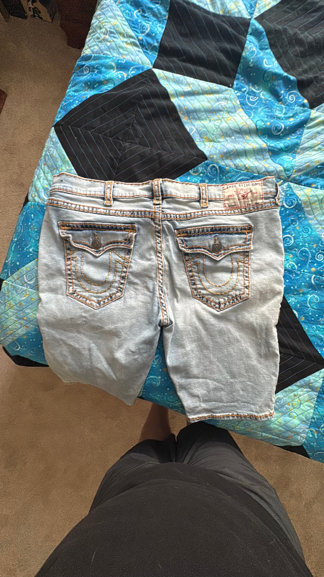 True Religion Rocco Relaxed Skinny Shorts Light Blue