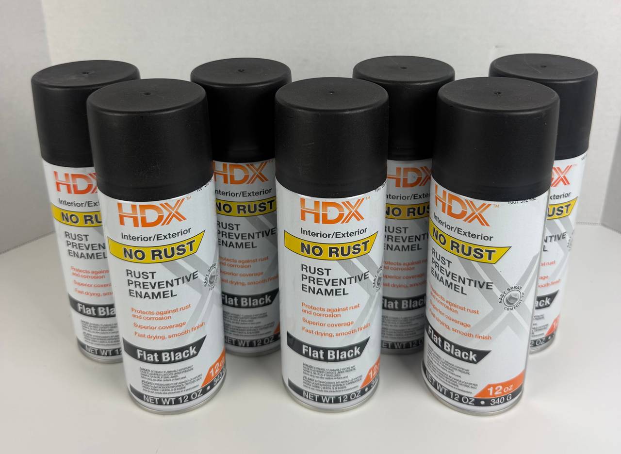 7x Flat Black Spray Paint – HDX Rust Preventative (New)