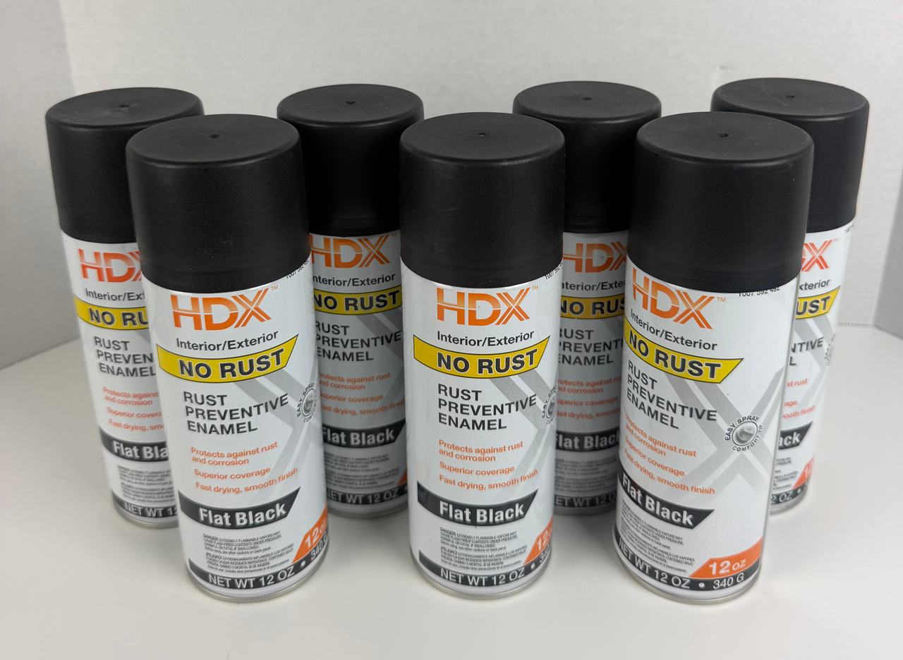 7x Flat Black Spray Paint – HDX Rust Preventative (New)
