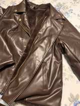 IMAN Women's Dark Brown Faux Leather Faux Fur Lined Moto Jacket - Image 6