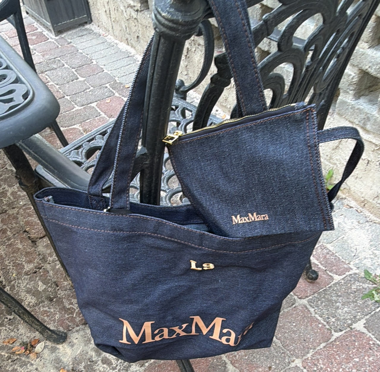 Max Mara Denim Tote Bag with Pouch
