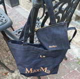 Max Mara Denim Tote Bag with Pouch - Image 1