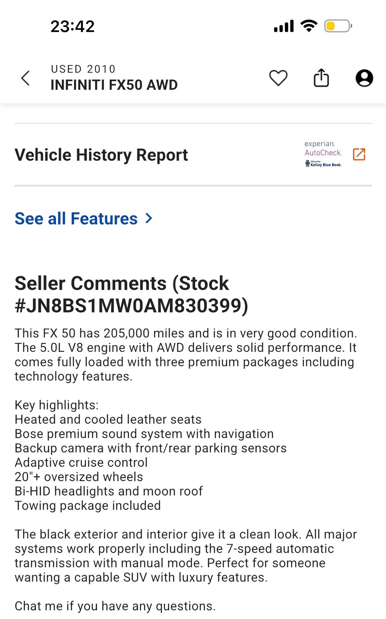 2010 Infiniti FX50 AWD