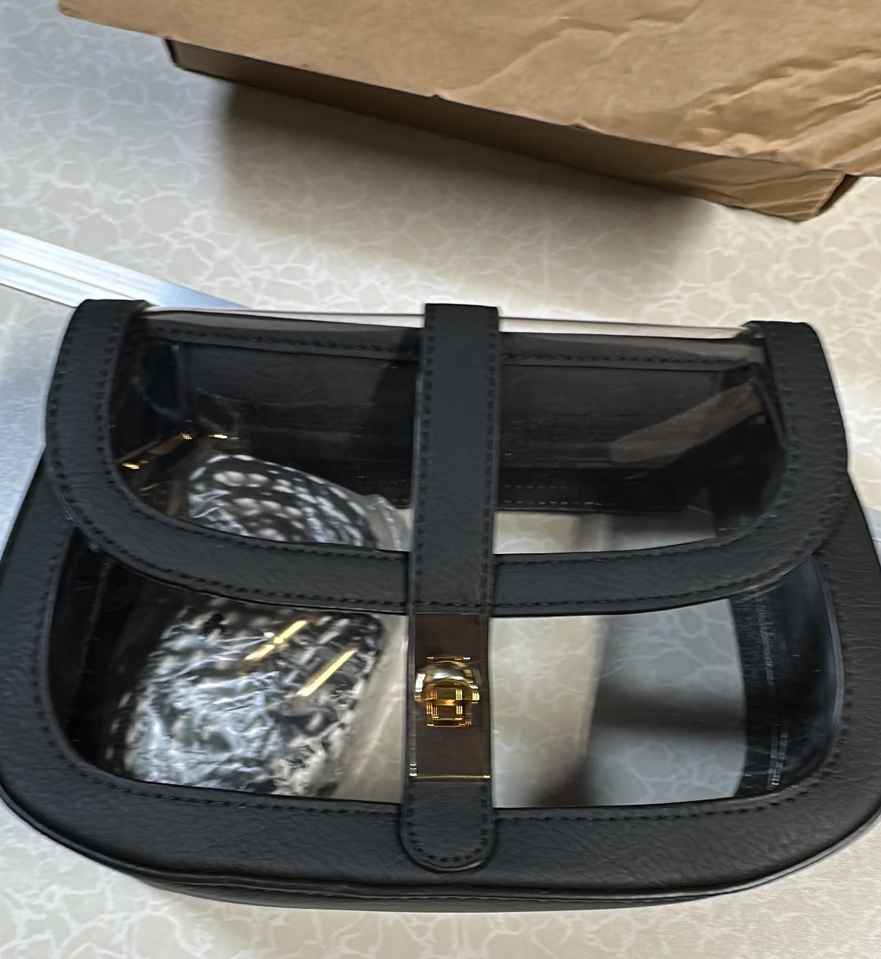 Clear Stadium Crossbody Bag with Black Trim