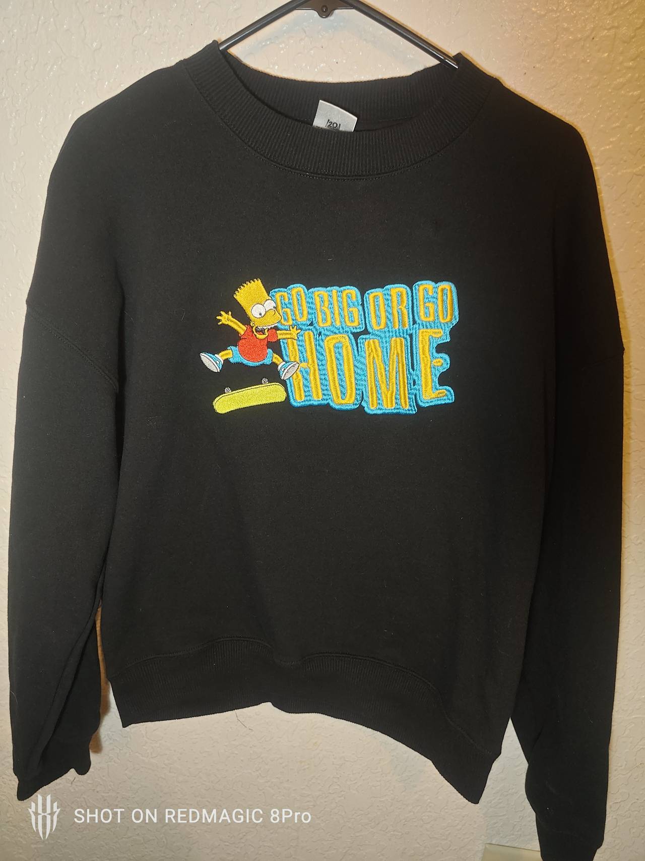 Vintage Bart Simpson Go Big or Go Home Embroidered Sweatshirt Size Small