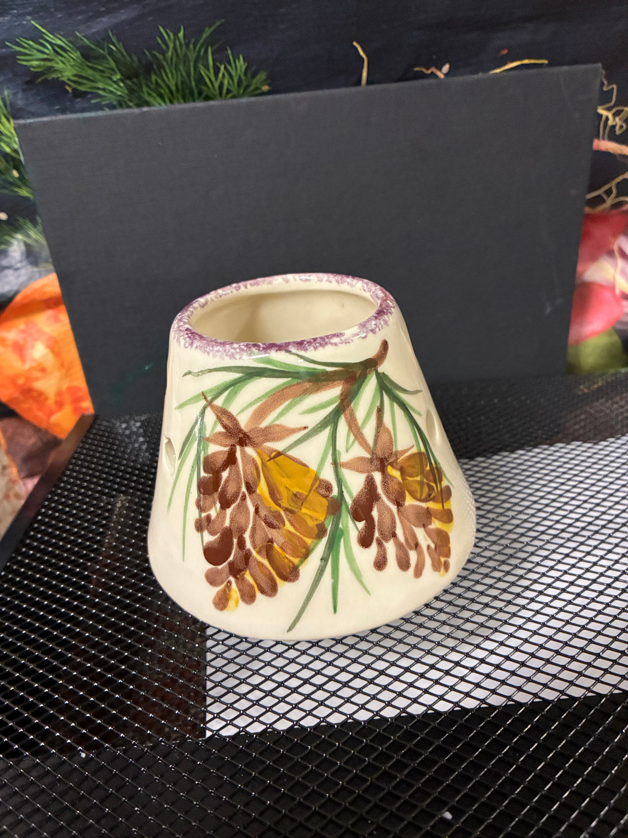 Hand-Painted Pinecone Ceramic Vase