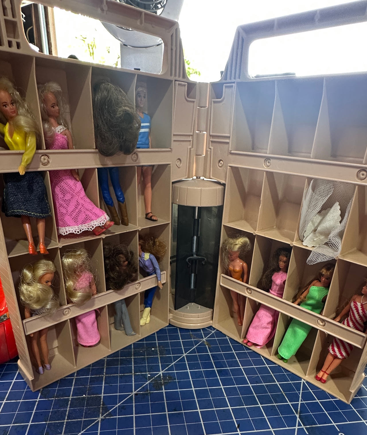 Glamour Girl vintage mini doll collection with travel showcase carry case.