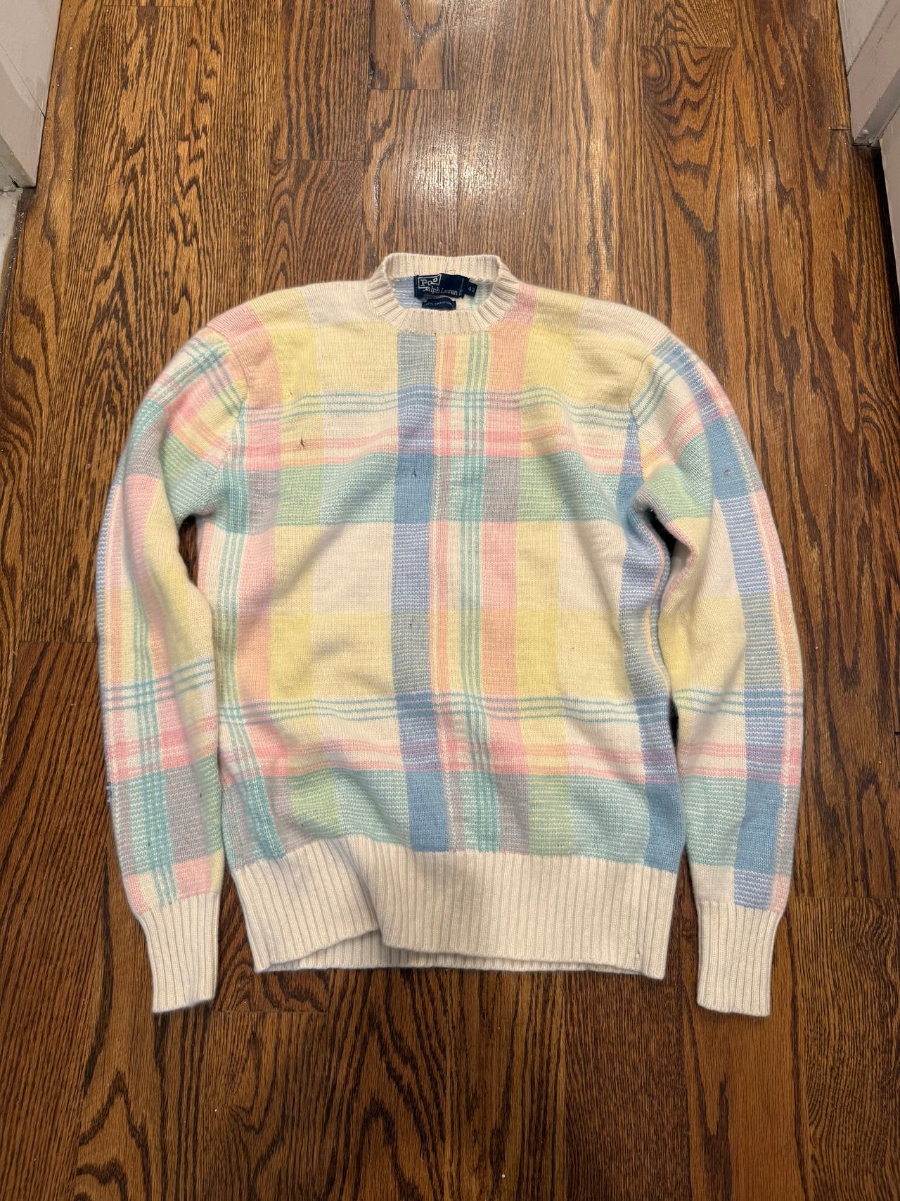 Polo Ralph Lauren Plaid Sweater 100% cashmere 