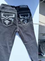 Rock Revival Black Skinny Jeans with White Stitching - Image 3