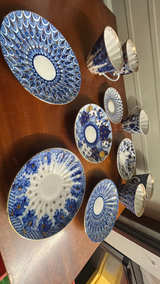 Lomonosov Imperial Russian Porcelain Blue & White Teacup and Saucer - Image 6
