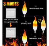 E12 Flame Bulbs 6 Packs, 3 Mode LED Candelabra Flame Light Bulb 2.0 Watt Warm - Image 8
