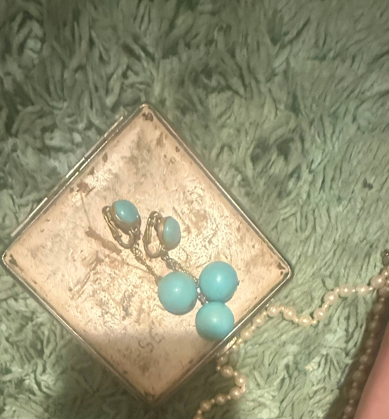 Vintage Turquoise Blue Dangle Clip-on Earrings
