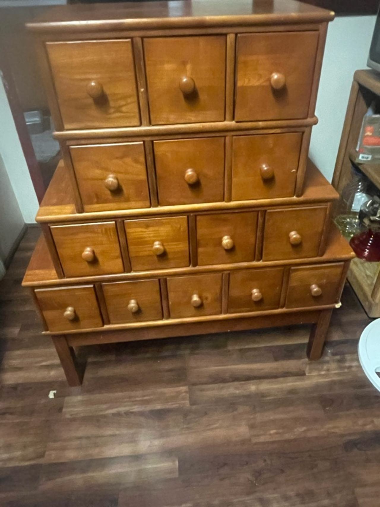 Oak 15-Drawer Apothecary Cabinet