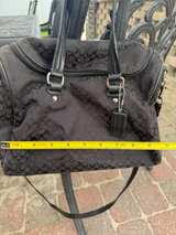 Coach Signature Jacquard Satchel Bag With Shoulder Strap Black Logo - Image 7