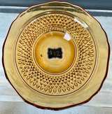 Indiana Glass Amber Diamond Point Scalloped Bowl - Image 3