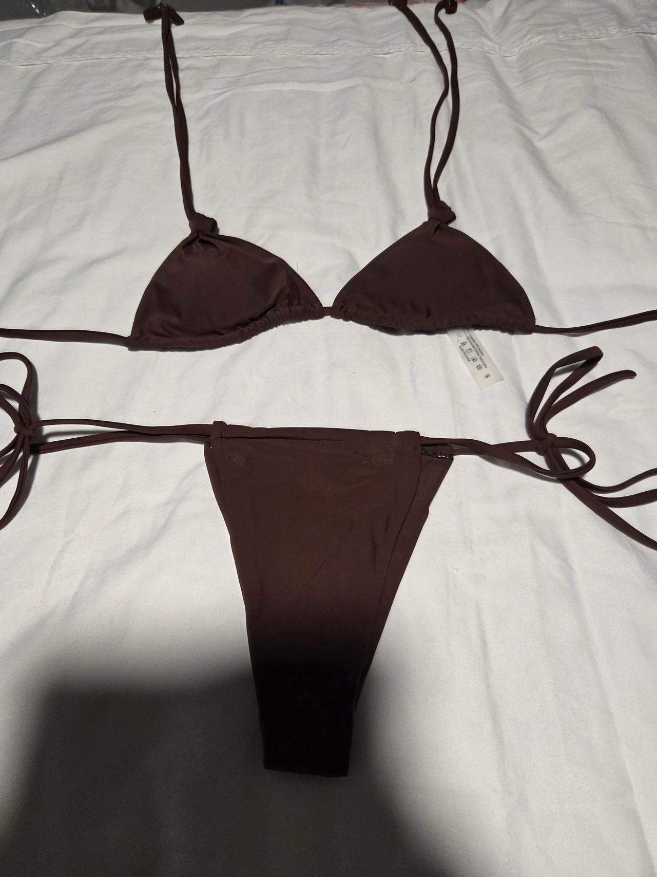 Brown Triangle String Bikini Set