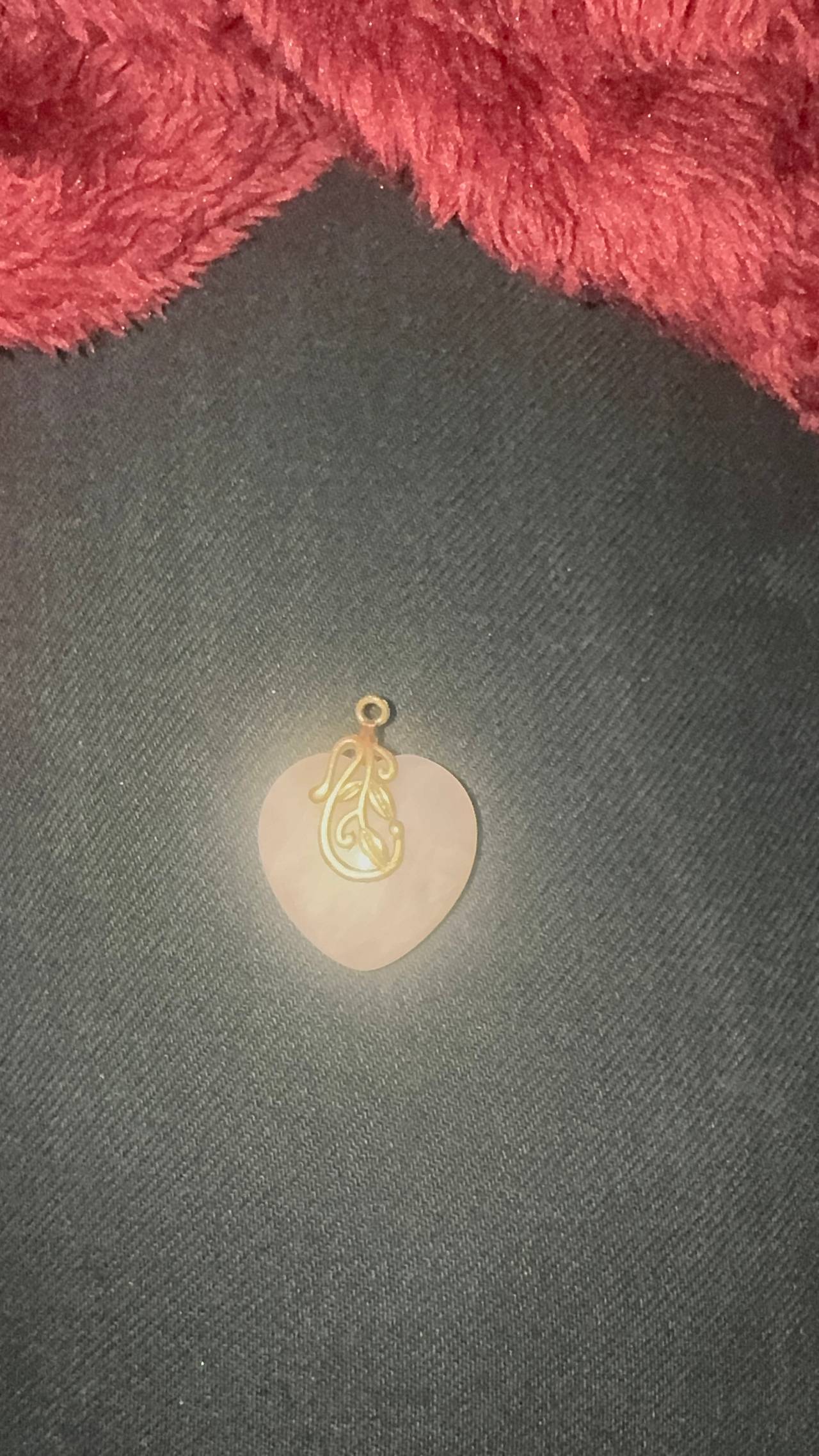 Rose Quartz Heart Pendant with Gold Filigree