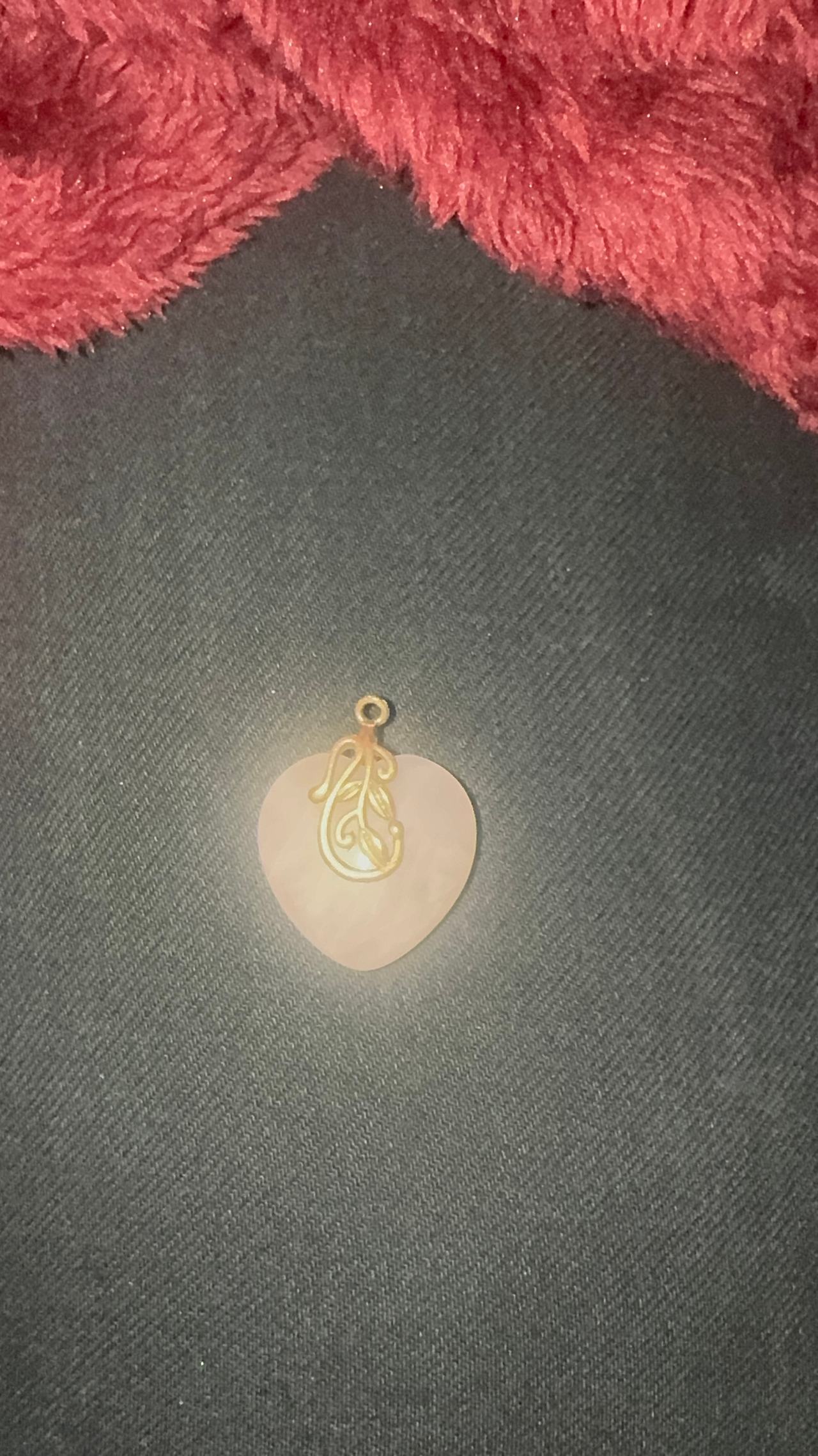 Rose Quartz Heart Pendant with Gold Filigree