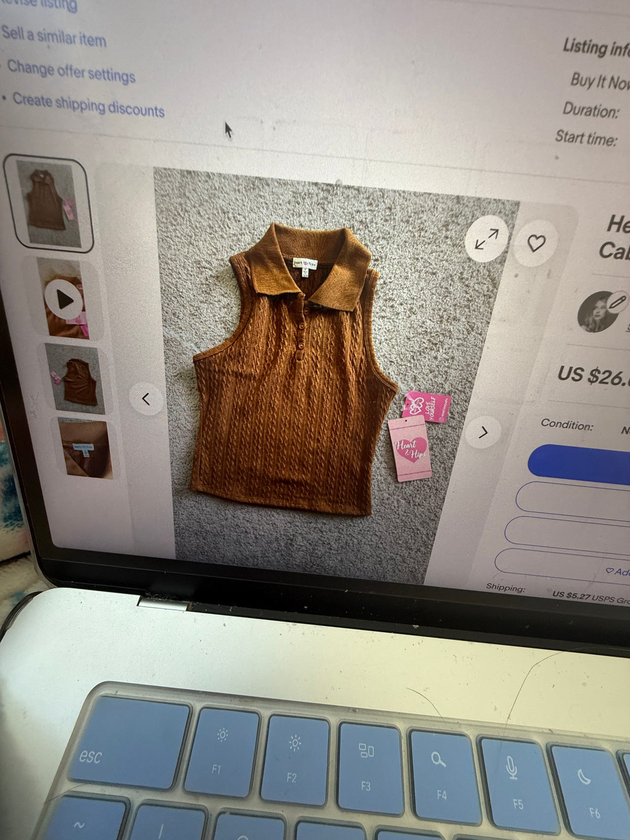 Heart 2 Hip Cable Knit Sleeveless Polo Top