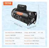 VEVOR 1.5 HP Pool Pump Motor 56J Frame 3450RPM - Image 2