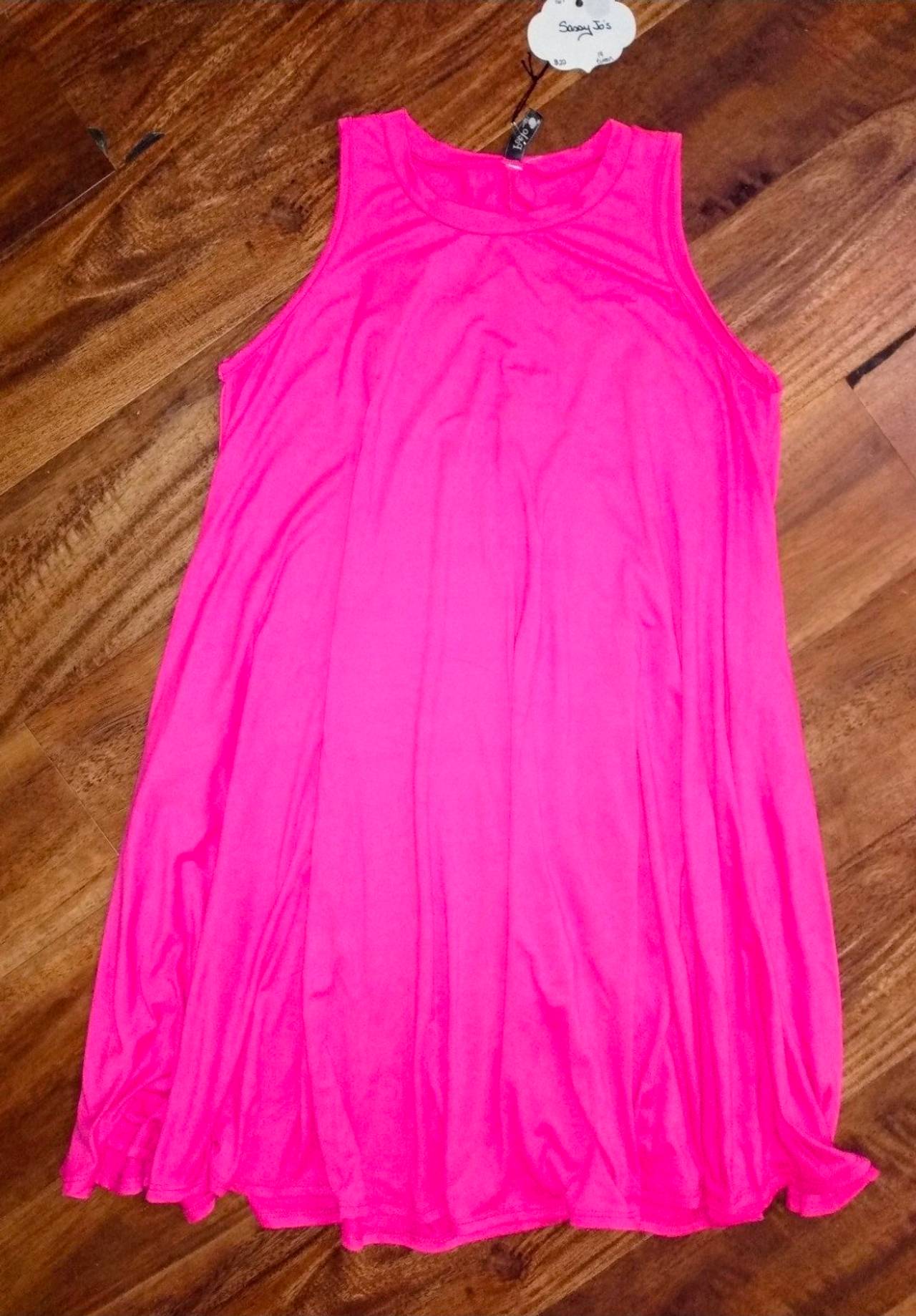 Pomelo/Boutique Neon Pink Sleeveless Swing Dress NWT