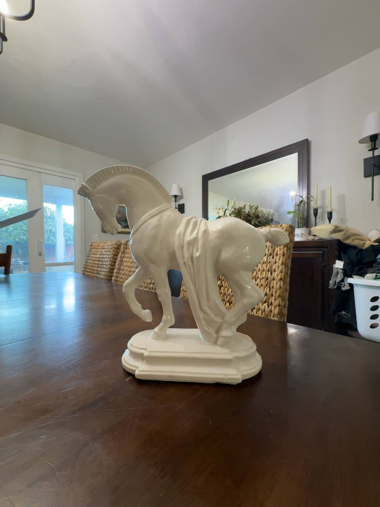White Ceramic Trojan Horse Statue
