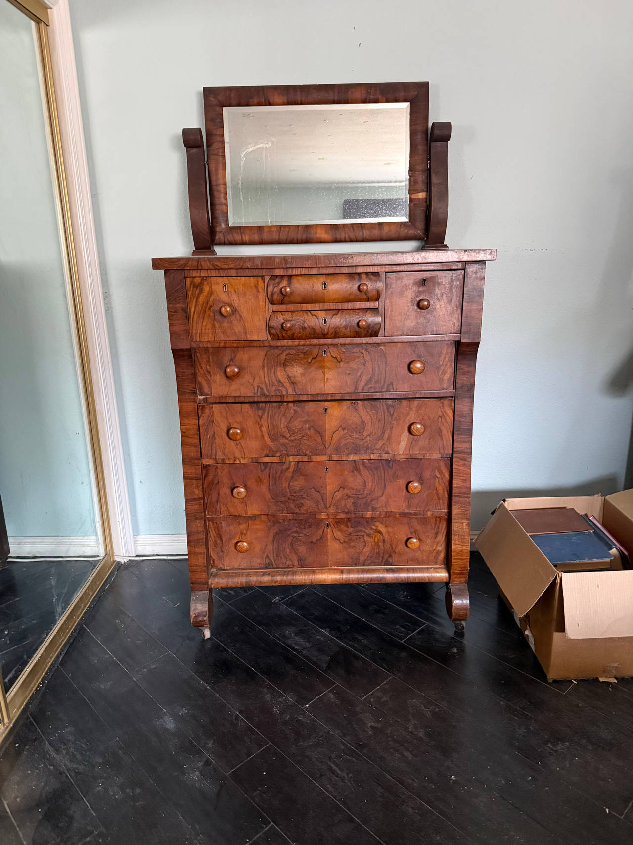 Antique Empire Style Dresser with Mirror