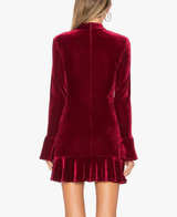 Vivimos Women's Size Small Winter Long Sleeve Velvet Ruffles Bodycon Mini Dress - Image 4