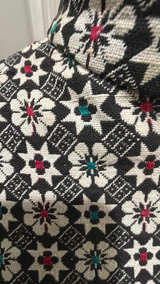 Vintage 60s/70s Geometric Print 3/4 Sleeve Blouse - Image 4