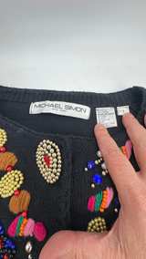 Michael Simon Vintage Beaded Embroidered Cardigan Sweater - Image 3