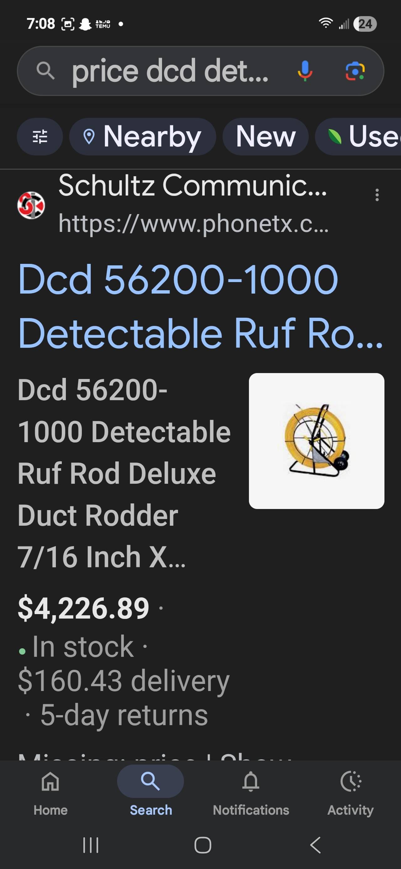 DCD 
 7/16" x 1000' Detectable ruf Rodder fiberglass fishtape