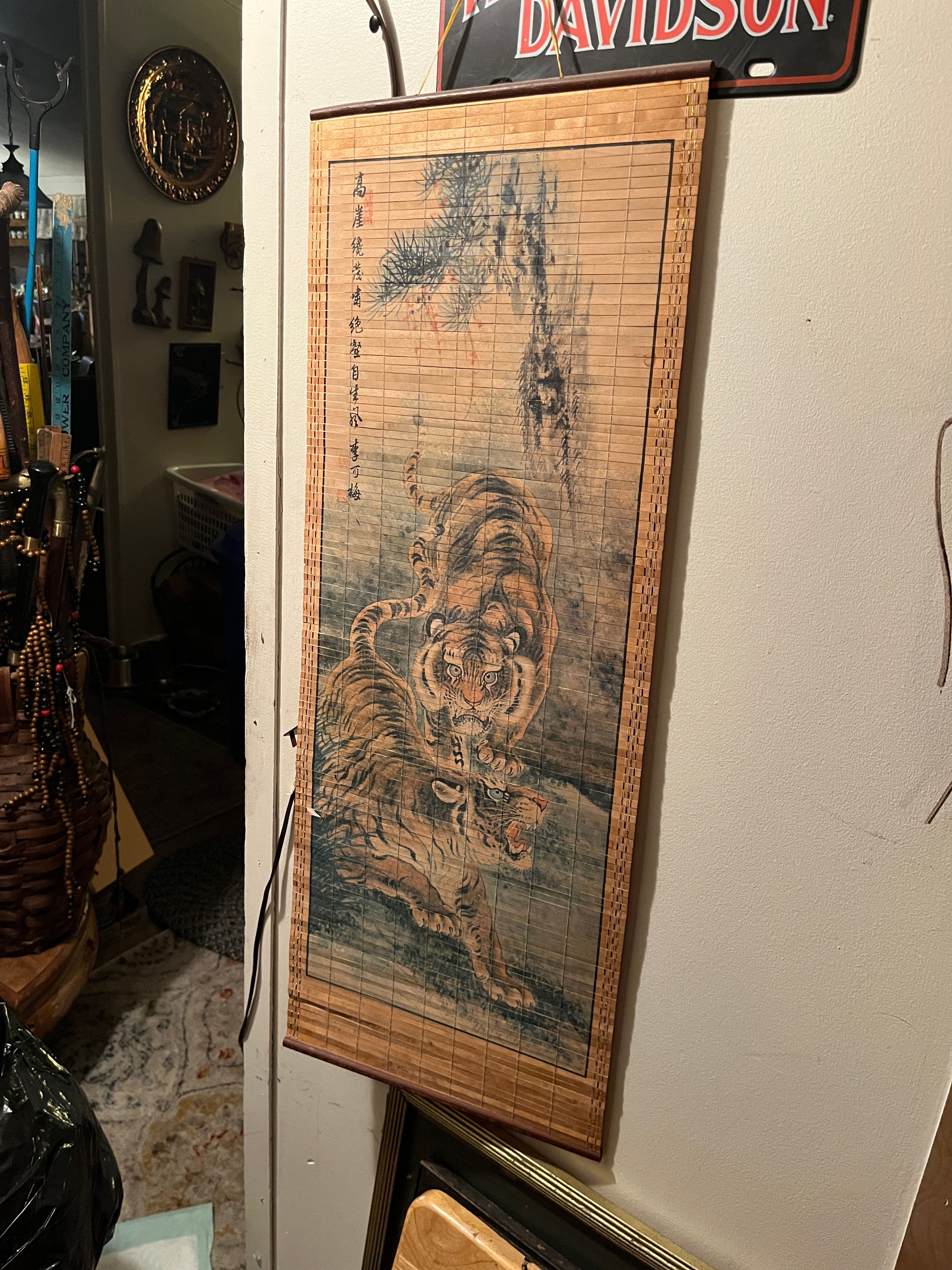 Vintage Tiger Bamboo Slat Wall Scroll