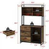 Brown Rustic Buffet with Metal Mesh Doors - Image 2