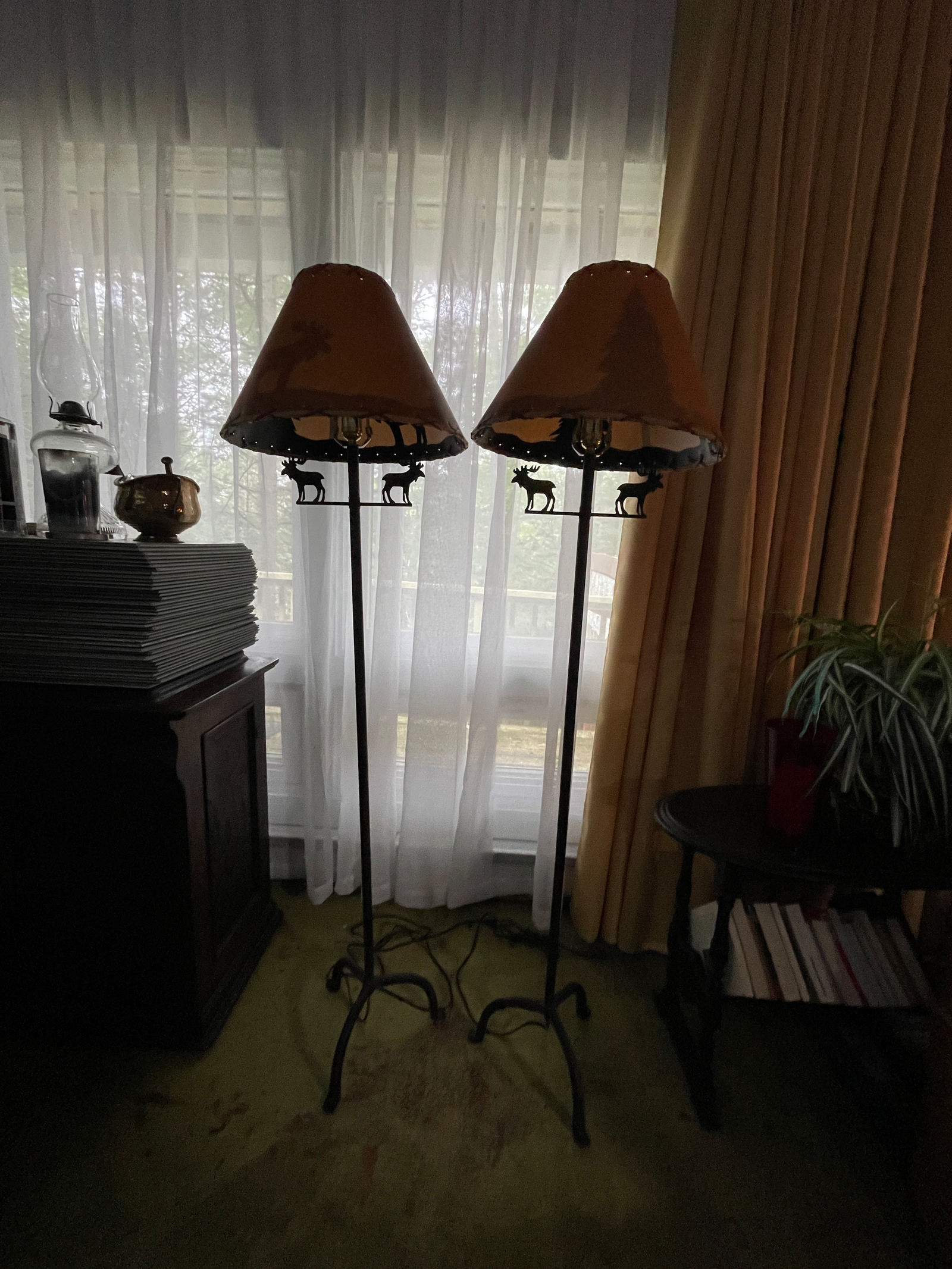 Rustic Floor Lamp with Moose Silhouette