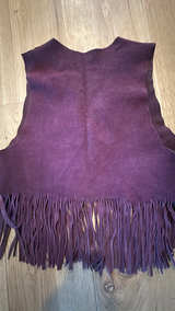 Vintage Purple Suede Fringe Vest: festival, boho, hippie, western - Image 3