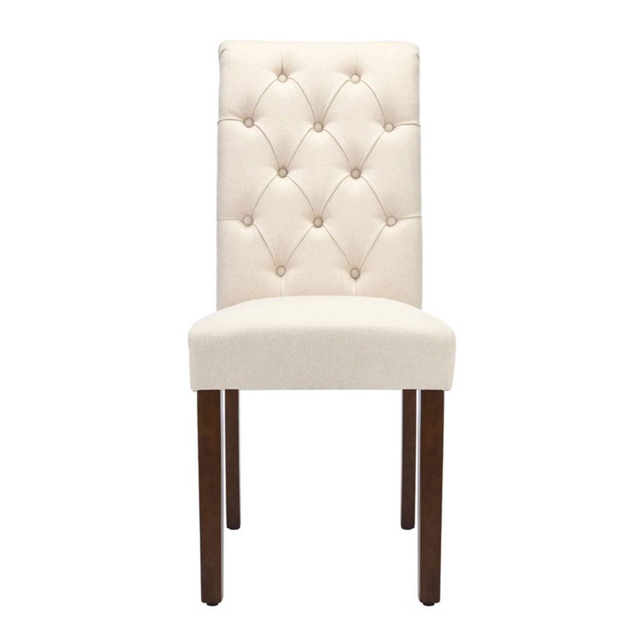 Set of 2 COLAMY Tufted Fabric Dining Chairs Beige