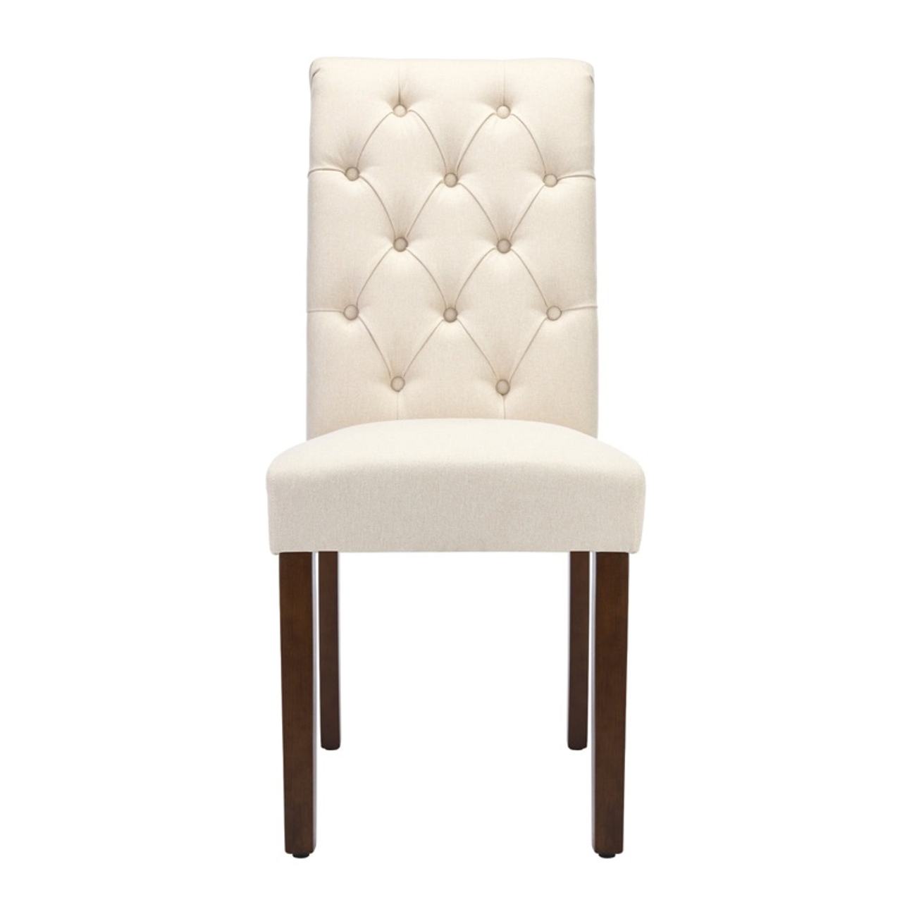Set of 2 COLAMY Tufted Fabric Dining Chairs Beige