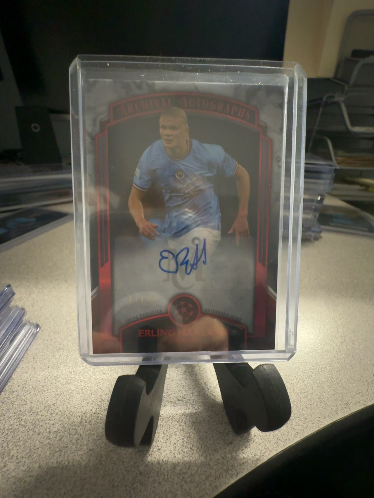 Topps Museum Collection Erling Haaland Soccer Card autographed 11/25 ruby red