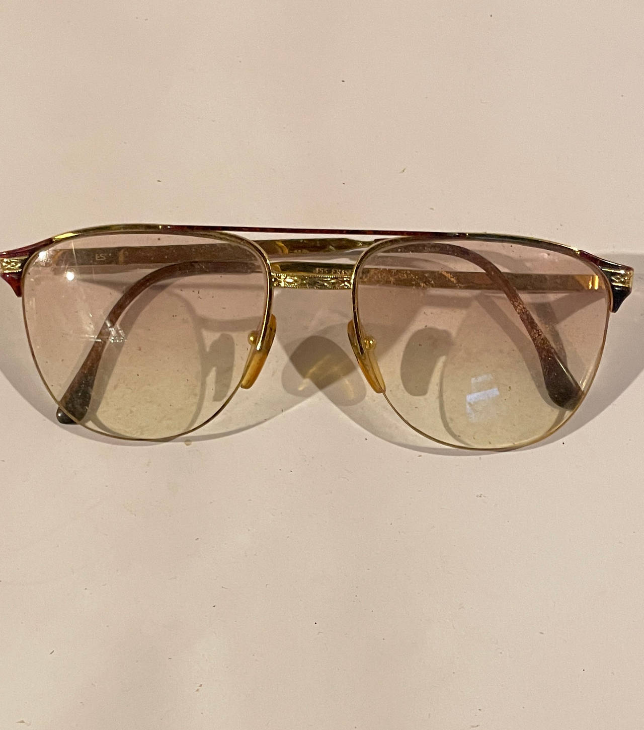 Vintage Gold and Burgundy Aviator Glasses