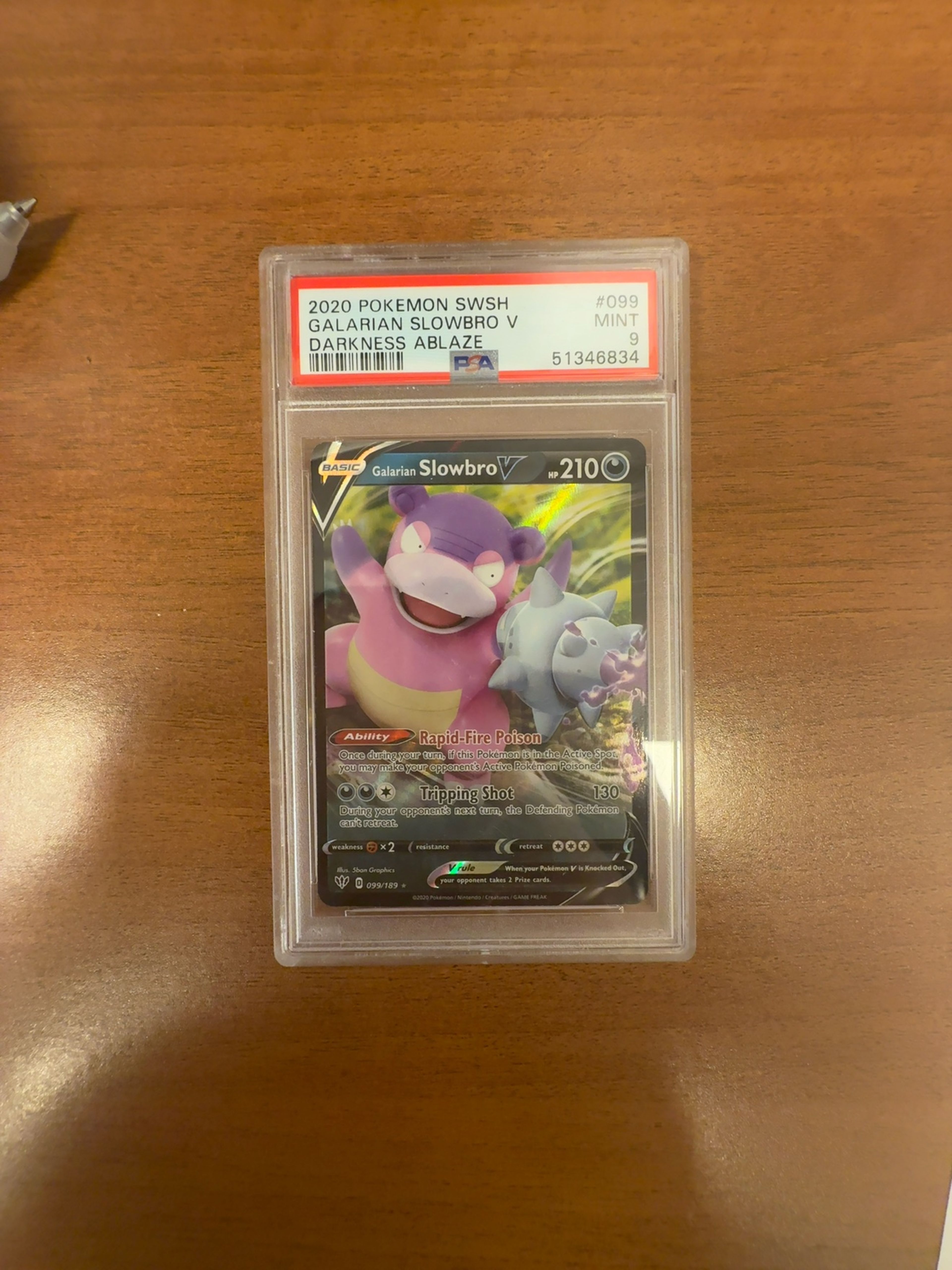 Pokemon Galarian Slowbro V Darkness Ablaze Card