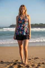 Tropical Floral Tankini Swimsuit Set with Shorts Size XXL - Image 1