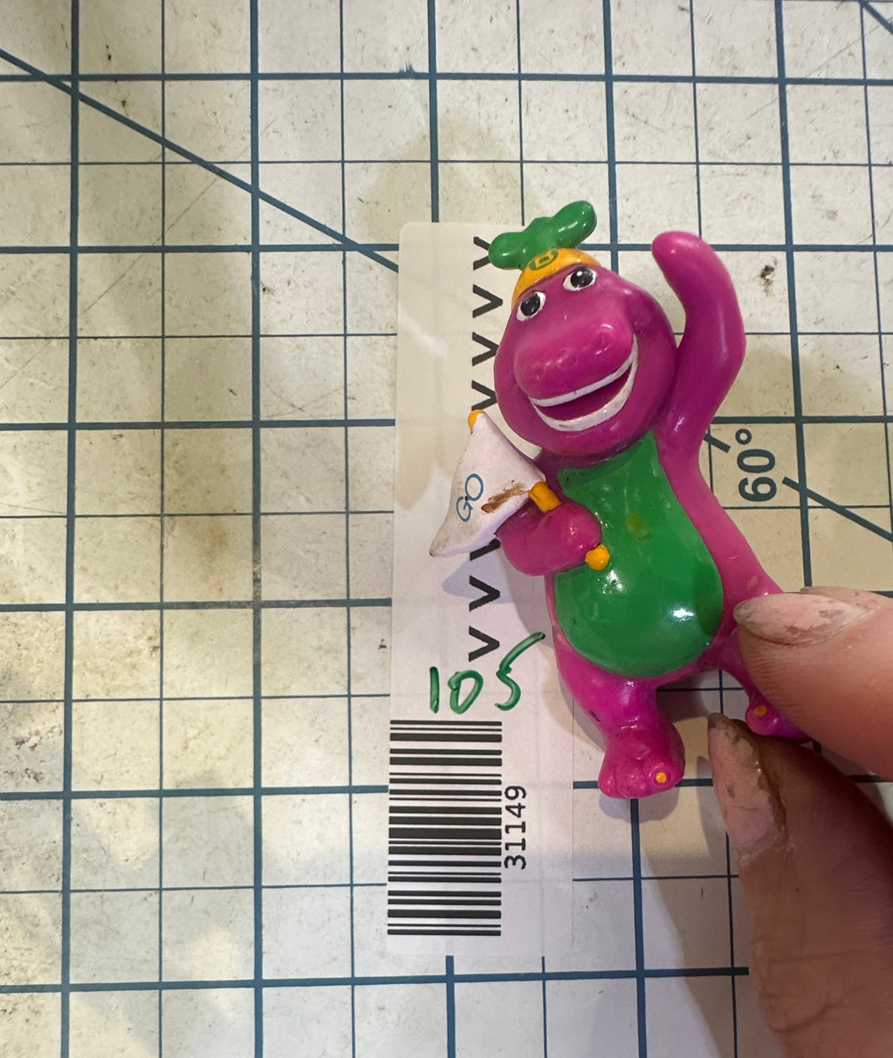Vintage Barney the Dinosaur Olympic PVC Figure