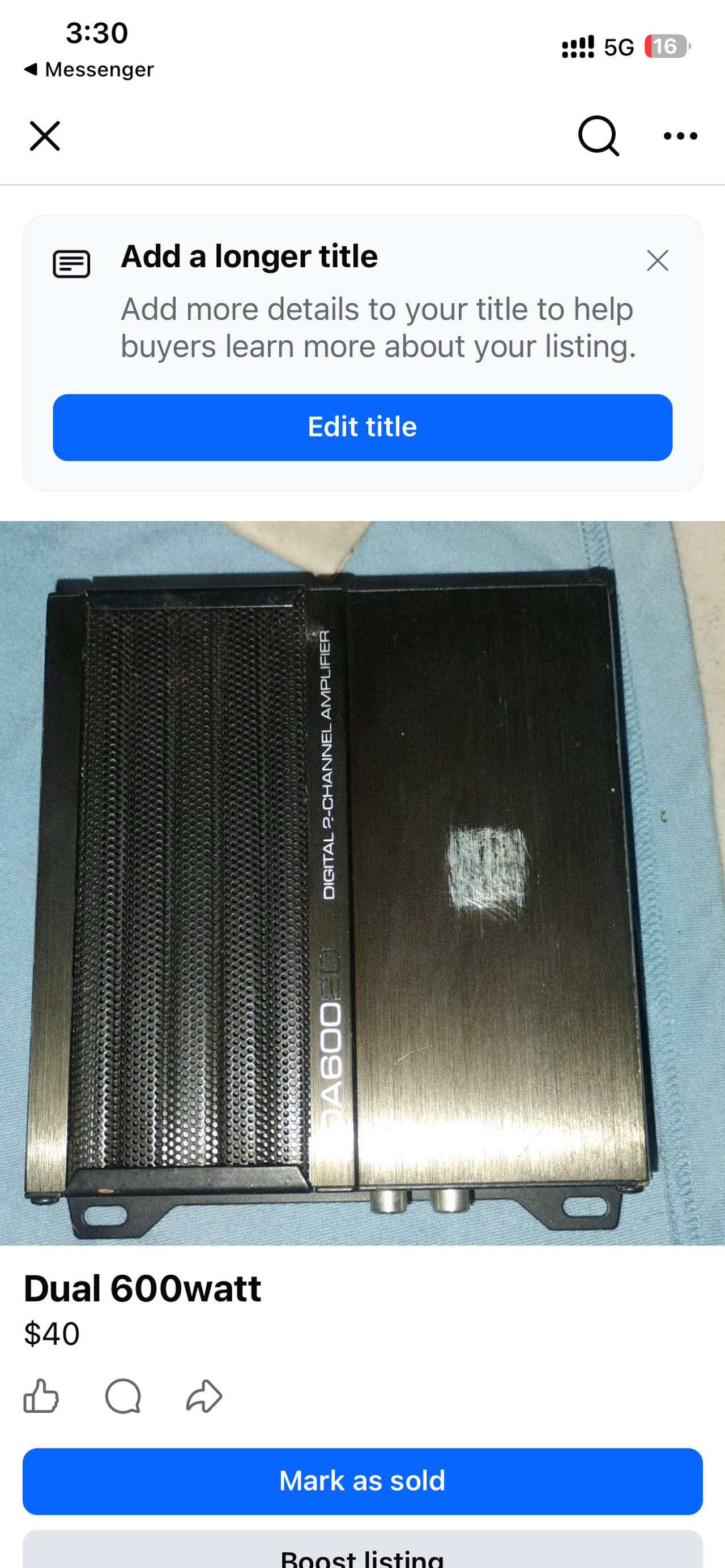 Dual DA6002D 600W 2-Channel Class D Amplifier