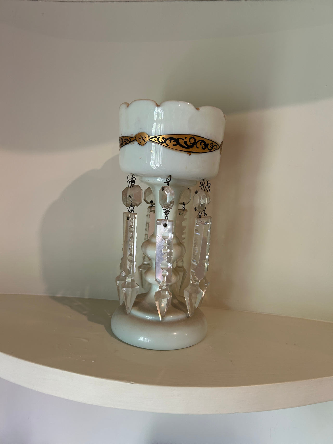 Victorian Milk Glass Mantle Luster