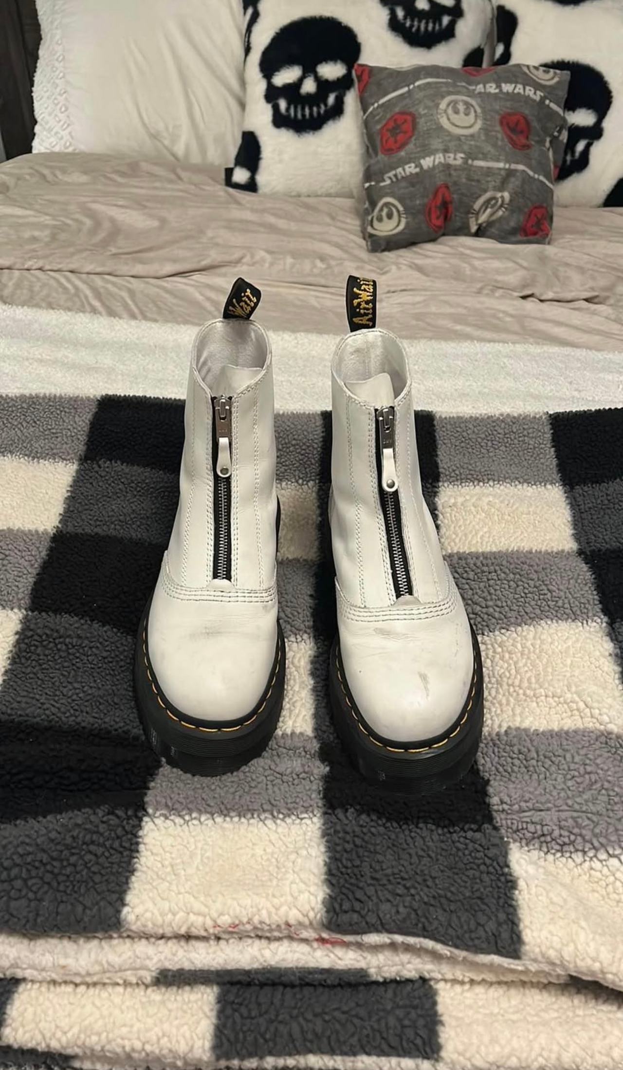 Dr. Martens Sinclair White Leather Platform Boots