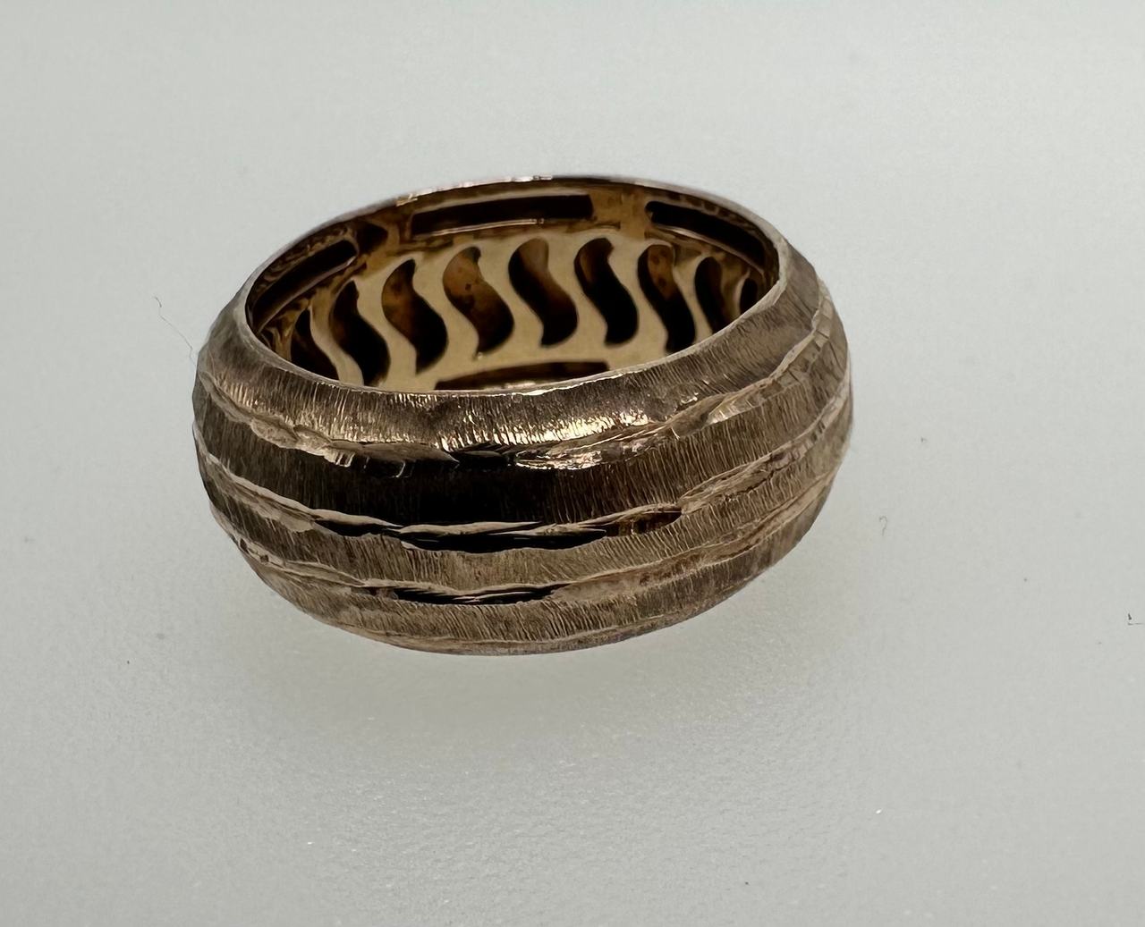 TFS by Roberto Coin Sterling w/Gold Plating Textured Band Ring Size 7