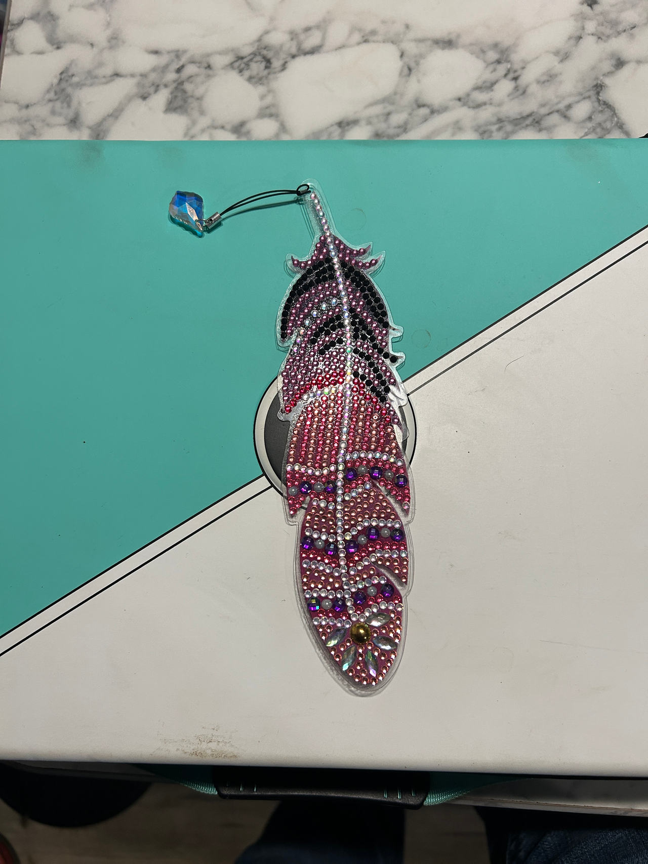 Rhinestone Feather Bookmark