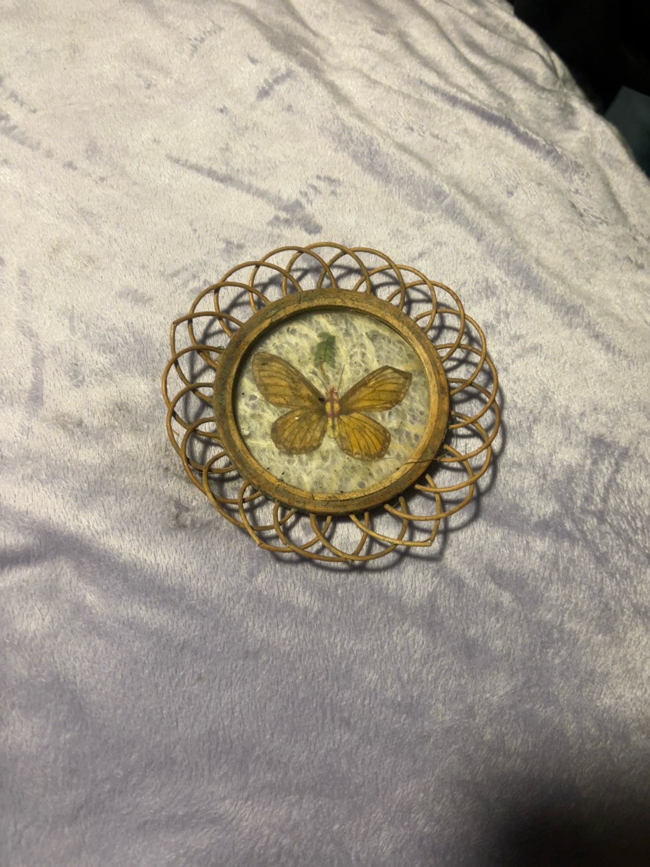 Vintage Butterfly Bamboo Coaster Set - 6 Pieces